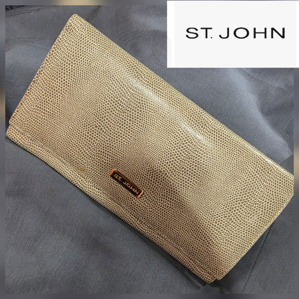 St. John Embossed Leather Travel Wallet